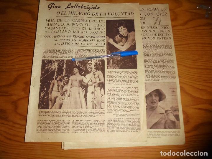 Collezionismo di Riviste e Giornali: RECORTE DE PRENSA : GINA LOLLOBRIGIDA O EL MILAGRO DE LA VOLUNTAD. 7 FECHAS, DICBRE 1958