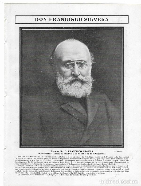 Collectionnisme de Revues et Journaux: 1905 HOJA REVISTA MADRID FRANCISCO SILVELA PRESIDENTE CONSEJO MINISTROS FALLECIMIENTO NECROL&Oacute;GICA