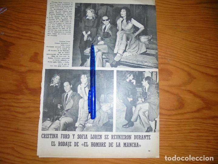 Coleccionismo de Revistas y Peri&oacute;dicos: RECORTE PRENSA : SOFIA LOREN EN EL RODAJE DE UN HOMBRE DE LA MANCHA. MISS, MARZO 1972
