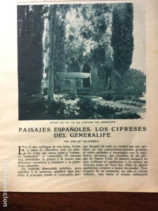 Collection Magazines and Newspapers: CIPRESES GENERALIFE ALHAMBRA GRANADA .3 HOJAS A&Ntilde;O 1926