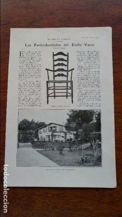Collezionismo di Riviste e Giornali: ESTILO VASCO CASAS VASCAS LA BEGUINAGE BIARRITZ 4 HOJAS A&Ntilde;O 1926