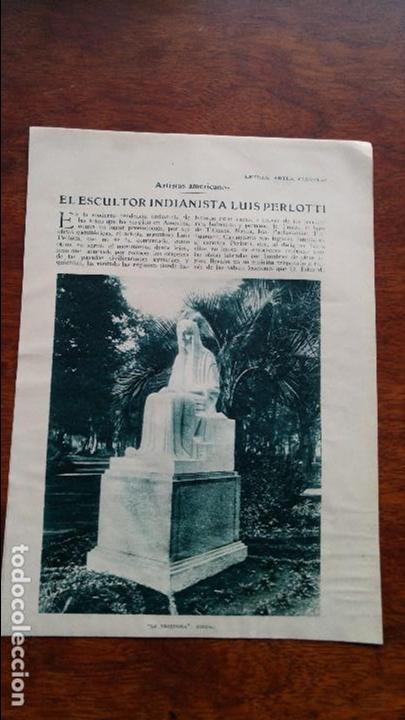 Coleccionismo de revistas y peri&oacute;dicos: ESCULTOR INDIANISTA LUIS PERLOTTI 6 PAGINAS A&Ntilde;O 1926