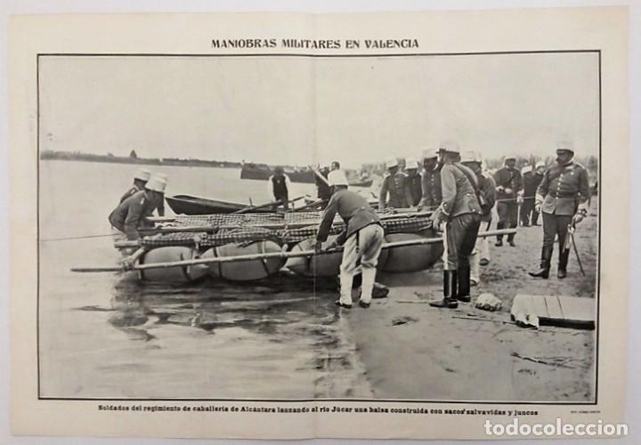Collectionnisme de Revues et Journaux: 1905 HOJAS REVISTA VALENCIA MANIOBRAS MILITAR REGIMIENTO ALCANTAR&Aacute; R&Iacute;O JUCAR BALSA GENERAL NOVELLA