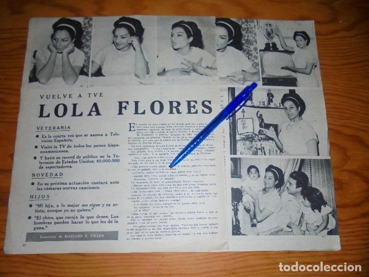 Coleccionismo de revistas y peri&oacute;dicos: RECORTE PRENSA : LOLA  FLORES,   VUELVE A TVE.   TELERADIO, JUNIO 1962