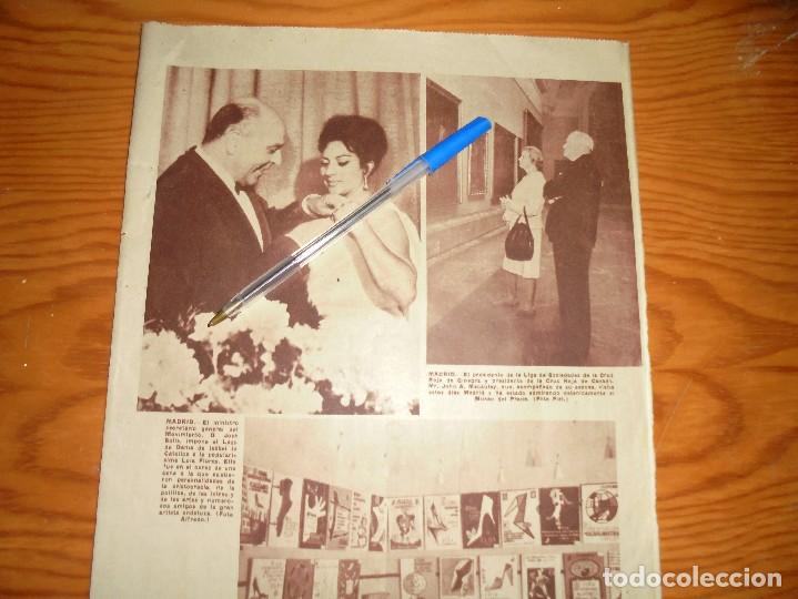 Coleccionismo de Revistas y Peri&oacute;dicos: RECORTE PRENSA : LOLA FLORES RECIBE EL LAZO DE DAMA DE ISABEL LA CATOLICA . ABC, ABRIL 1962