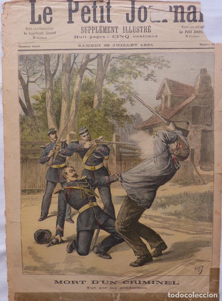 Colecionismo de Revistas e Jornais: Antique print petit journal french mort D'Un Criminal,1891