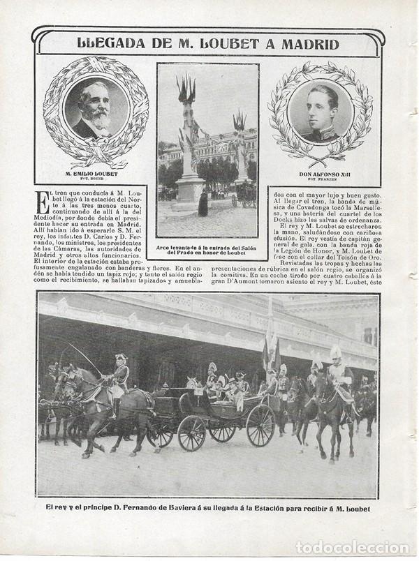Coleccionismo de Revistas y Peri&oacute;dicos: 1905 HOJAS REVISTA MADRID LOUBET PRESIDENTE FRANCIA COCHE CABALLOS REY ALFONSO XIII FERNANDO BAVIERA