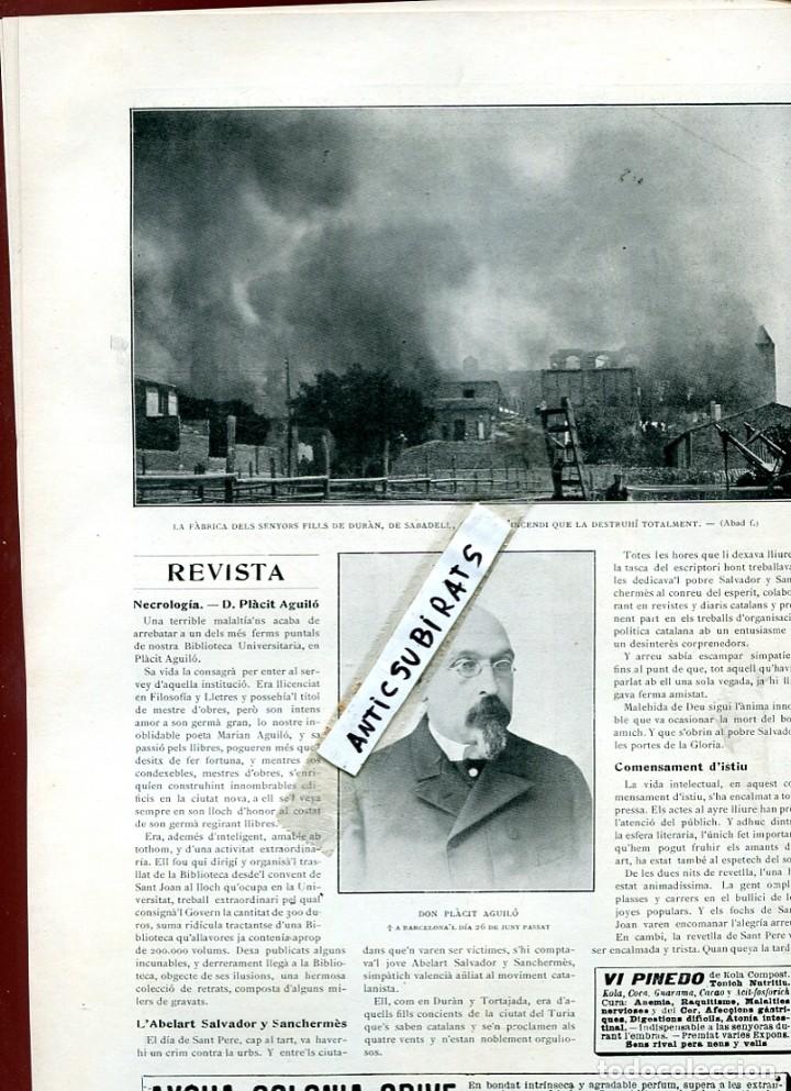 Collezionismo di Riviste e Giornali: REVISTA A&Ntilde;O 1910 HIJOS DE DURAN INCENDIO FABRICA DE SABADELL BOMBEROS DE BARCELONA CRUZ ROJA GERVASI
