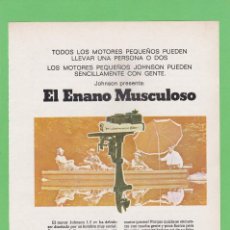 Coleccionismo de Revistas y Periódicos: PUBLICIDAD 1970. ANUNCIO MOTOR JOHNSON 1.5 CV