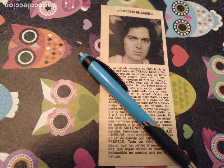 Coleccionismo de revistas y peri&oacute;dicos: ANTIGUO RECORTE PRENSA REVISTA CAMILO SESTO RECOGIDA GRATIS EN MALLORCA