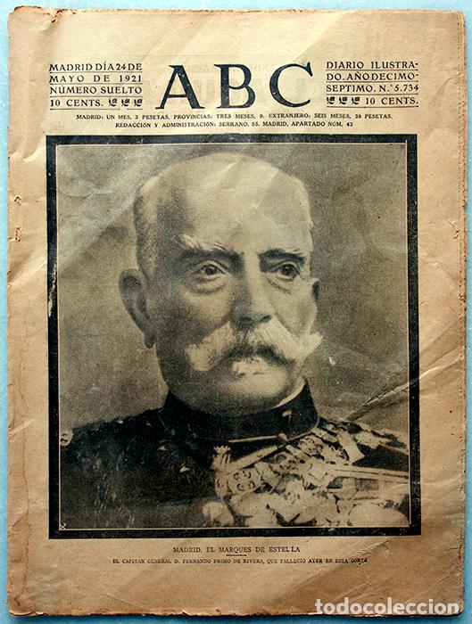 Coleccionismo de Revistas y Peri&oacute;dicos: ABC. A&ntilde;o XVII, n&ordm; 5734. Madrid, 24 de mayo de 1921. Fallecimiento Fernando Primo de Rivera