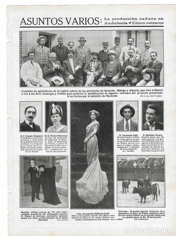 Collezionismo di Riviste e Giornali: 1910 HOJA REVISTA ANDALUC&Iacute;A REGI&Oacute;N CA&Ntilde;ERA AGRICULTORES - CONCEPCI&Oacute;N MILLARES CARL&Oacute; CONEJO ALAGUERO