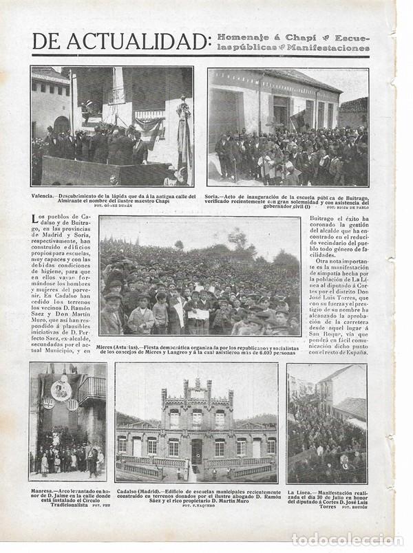 Collezionismo di Riviste e Giornali: 1910 HOJA REVISTA SORIA INAUGURACI&Oacute;N ESCUELA BUITRAGO VALENCIA L&Aacute;PIDA MAESTRO CHAP&Iacute; MIERES ASTURIAS