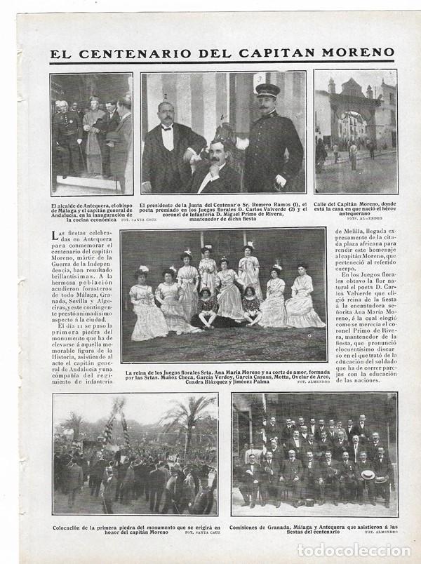 Collezionismo di Riviste e Giornali: 1910 HOJA REVISTA ESPA&Ntilde;A M&Aacute;LAGA ANTEQUERA CENTENARIO CAPIT&Aacute;N MORENO MONUMENTO CALLE JUEGOS FLORALES