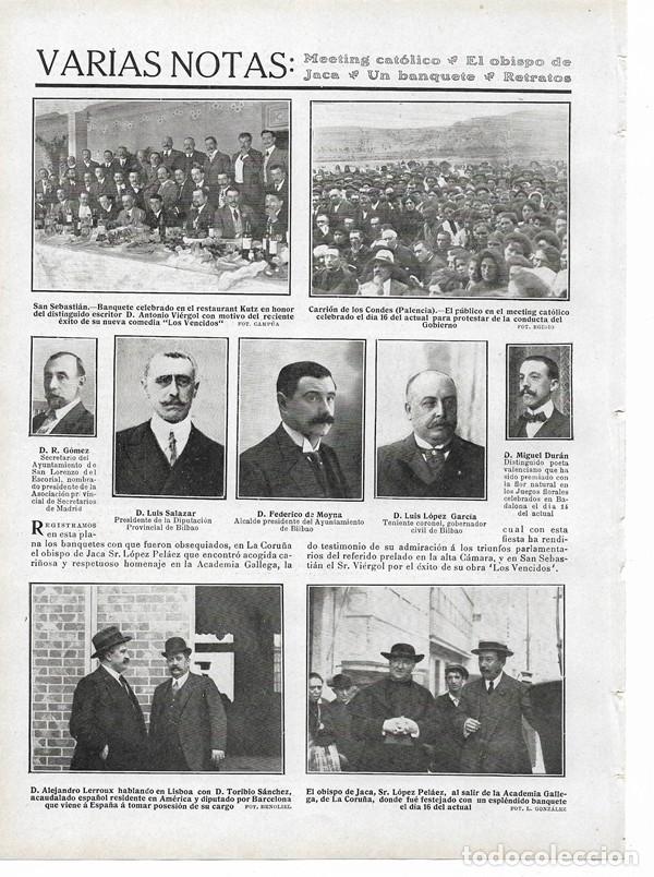 Collezionismo di Riviste e Giornali: 1910 HOJA REVISTA SAN SEBASTI&Aacute;N KUTZ ANTONIO VI&Eacute;RGOL BILBAO LUIS SALAZAR FEDERICO DE MOYNA LERROUX