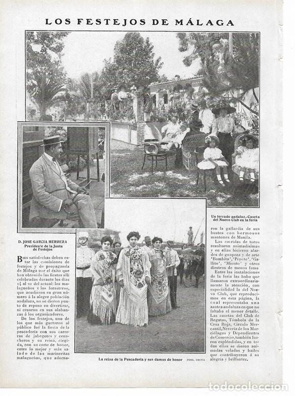 Sammeln von Zeitschriften und Zeitungen: 1910 HOJA REVISTA FIESTAS DE M&Aacute;LAGA REINA DE PESCADER&Iacute;A CASETA NUEVO CLUB FERIA JOS&Eacute; GARC&Iacute;A HERRERA