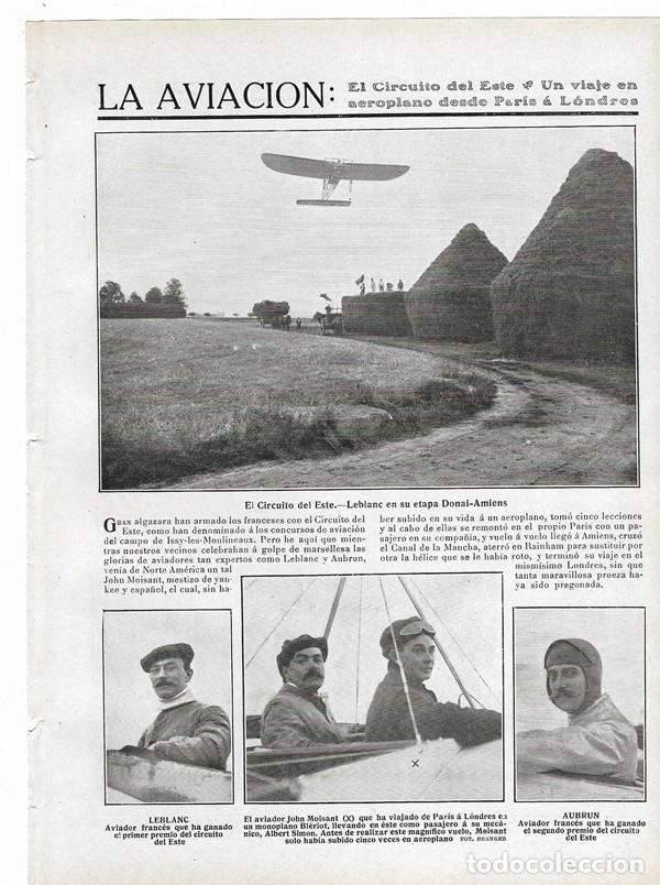 Collezionismo di Riviste e Giornali: 1910 HOJA REVISTA AVIACI&Oacute;N AEROPLANO CIRCUITO DEL ESTE FRANCIA LEBLANC JOHN MOISANT AUBRUN BL&Eacute;RIOT