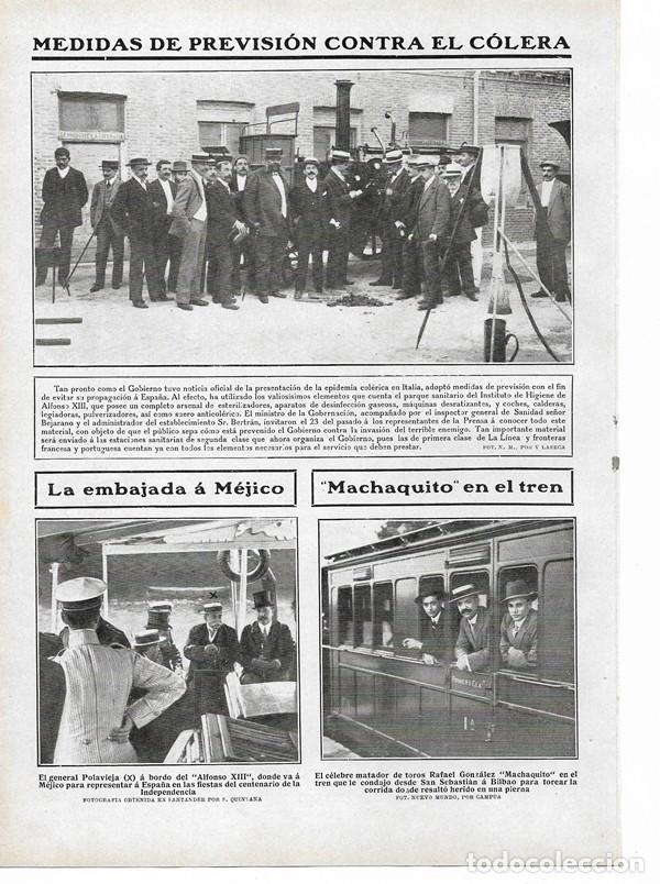 Collezionismo di Riviste e Giornali: 1910 HOJA REVISTA MEDIDAS MINISTRO PREVISI&Oacute;N C&Oacute;LERA TORERO TREN MACHAQUITO GENERAL POLAVIEJA