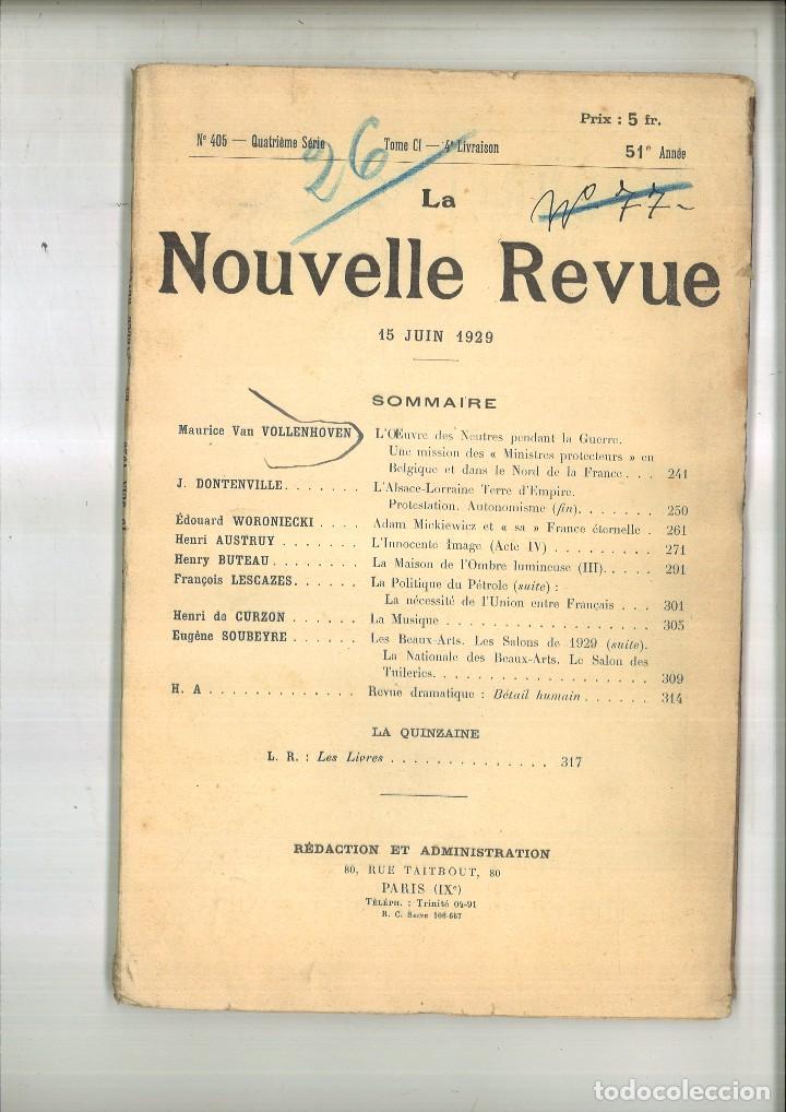 Colecionismo de Revistas e Jornais: LA NOUVELLE REVEU 15 JUIN 1929.