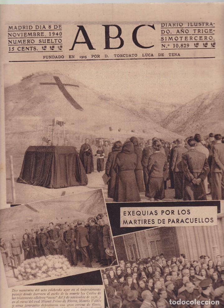 Coleccionismo de Revistas y Peri&oacute;dicos: ABC - N&ordm; 10.829 / 8 NOVIEMBRE 1940 - DIARIO DE INFORMACI&Oacute;N NACIONAL E INTERNACIONAL