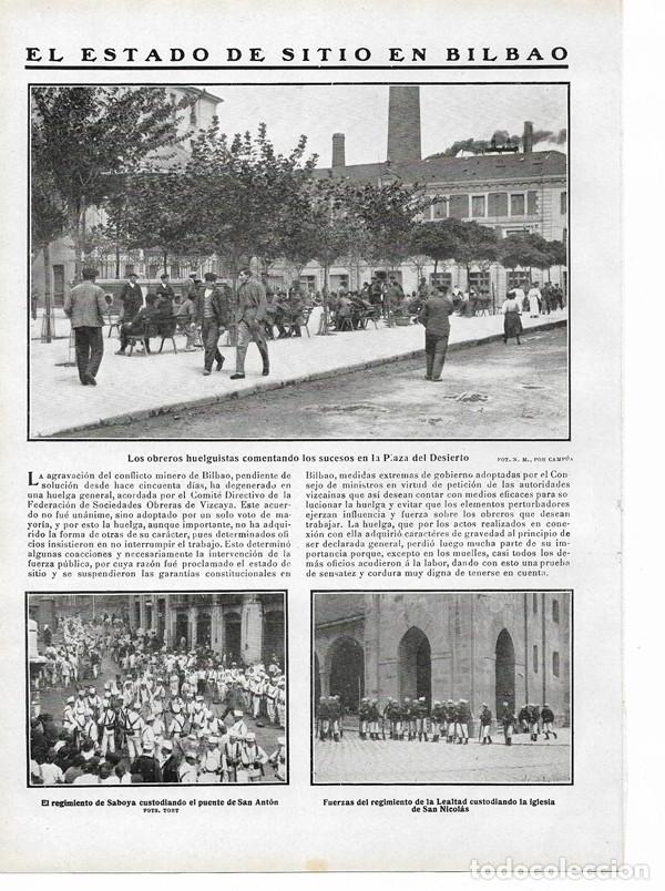 Collezionismo di Riviste e Giornali: 1910 HOJA REVISTA BILBAO ESTADO DE SITIO HUELGA MINEROS PLAZA DEL DESIERTO SAN NICOL&Aacute;S PUENTE ANT&Oacute;N