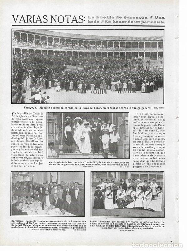 Collezionismo di Riviste e Giornali: 1910 HOJA REVISTA ZARAGOZA PLAZA TOROS MITIN OBRERO MADRID BODA GARC&Iacute;A GIOL ARTURO CASTILLERO RONDA