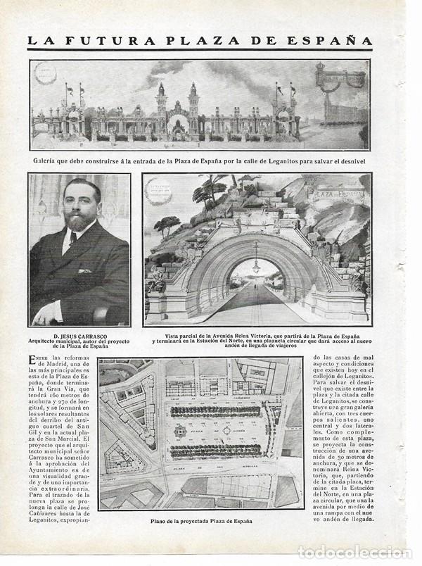 Collezionismo di Riviste e Giornali: 1910 HOJA REVISTA MADRID PROYECTO FUTURA PLAZA DE ESPA&Ntilde;A AVENIDA REINA VICTORIA JES&Uacute;S CARRASCO