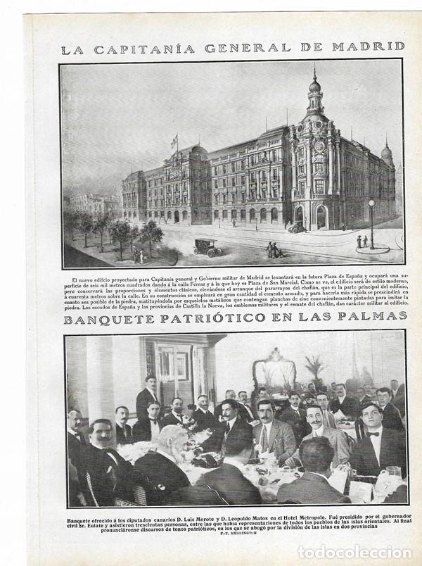 Collezionismo di Riviste e Giornali: 1910 HOJA REVISTA MADRID PROYEC CAPITAN&Iacute;A GENERAL PLAZA ESPA&Ntilde;A LAS PALMAS LUIS MOROTE LEOPOLDO MATOS
