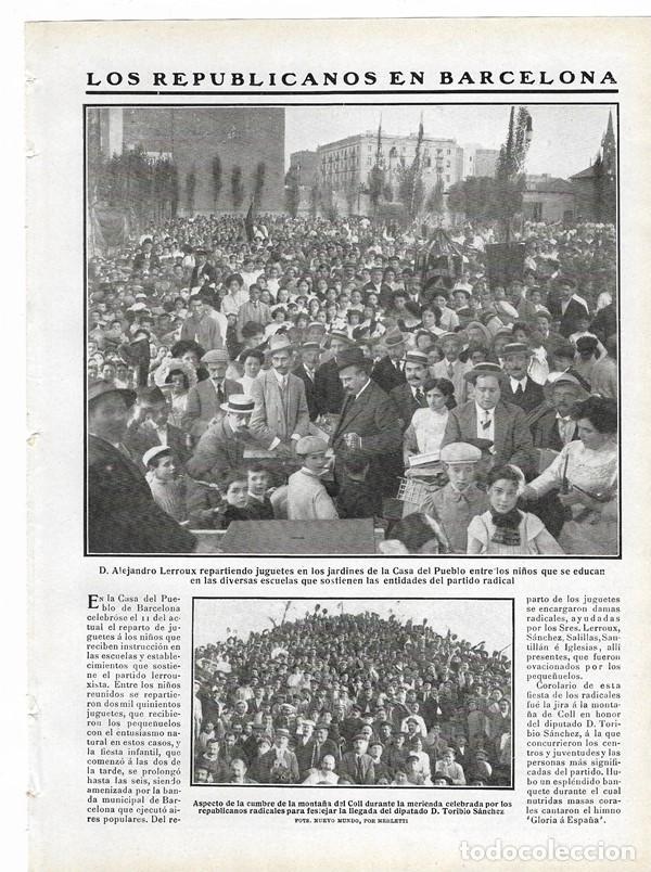 Sammeln von Zeitschriften und Zeitungen: 1910 HOJA REVISTA BARCELONA REP&Uacute;BLICANOS RADICALES ALEJANDRO LERROUX COLL TORIBIO S&Aacute;NCHEZ