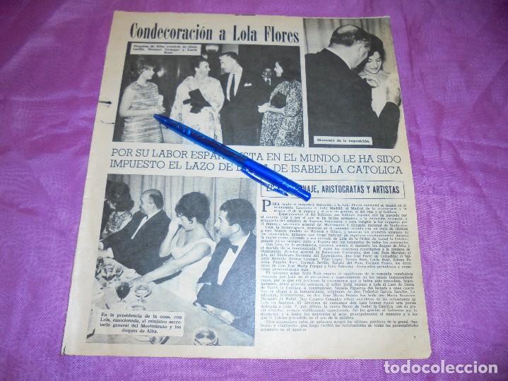 Coleccionismo de revistas y peri&oacute;dicos: RECORTE  PRENSA : LOLA FLORES :  LAZO DE DAMA DE ISABEL LA CATOLICA. SABADO GRAFICO, ABRIL 1962