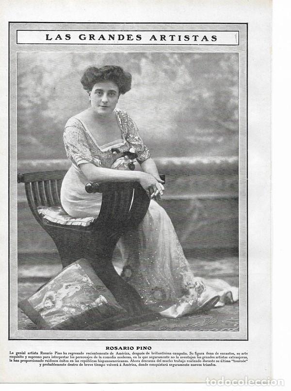 Collezionismo di Riviste e Giornali: 1910 HOJA REVISTA TEATRO COMEDIA MODERNA GRANDES ARTISTAS ROSARIO PINO