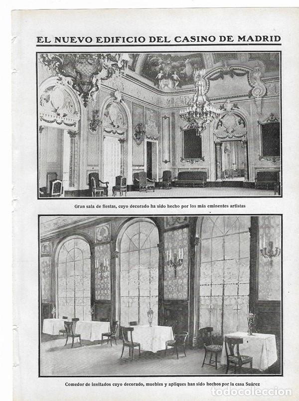 Collezionismo di Riviste e Giornali: 1910 HOJA REVISTA MADRID NUEVO EDIFICIO CASINO MADRID MUEBLES CASA SU&Aacute;REZ ESCALERA MAQUINAS HERRAIZ