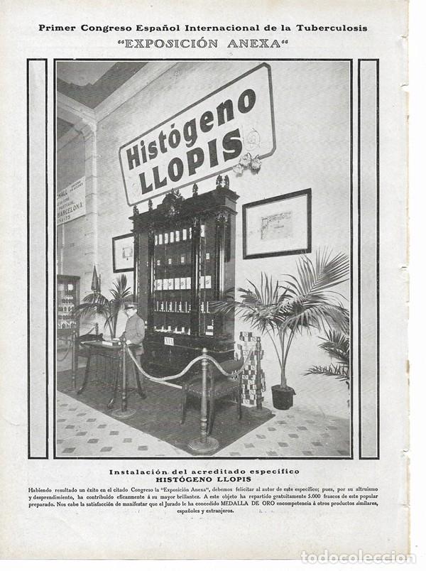 Collezionismo di Riviste e Giornali: 1910 HOJA REVISTA CONGRESO ESPA&Ntilde;OL INTERNACIONAL TUBERCULOSIS HIST&Oacute;GENO LLOPIS PUBLICIDAD