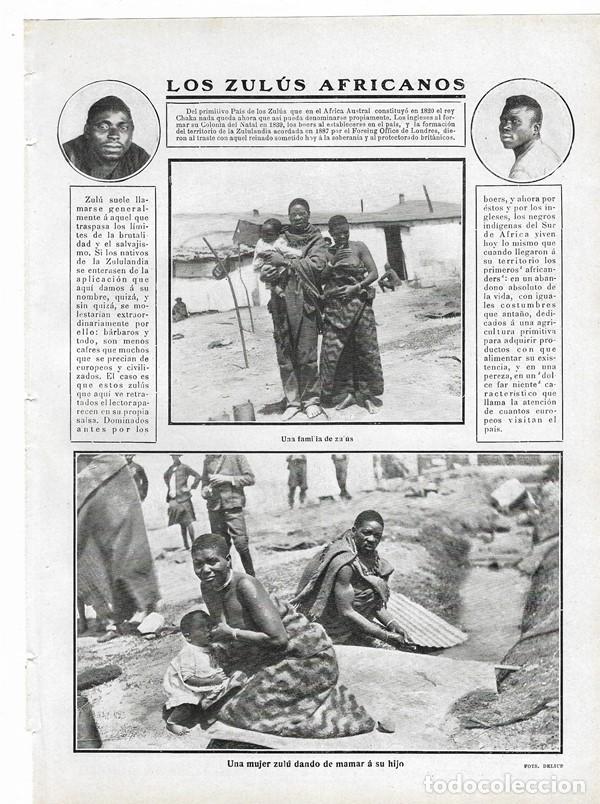 Collezionismo di Riviste e Giornali: 1910 HOJA REVISTA AFRICA LOS ZUL&Uacute;S AFRICANOS ZULULANDIA FAMILIA MUJER PROTECTORADO BRIT&Aacute;NICO