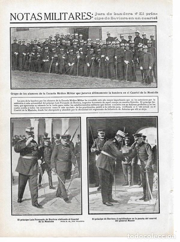 Collezionismo di Riviste e Giornali: 1910 HOJA REVISTA MADRID JURA BANDERA ESCUELA M&Eacute;DICO MILITAR CUARTEL DE LA MONTA&Ntilde;A PR&Iacute;NCIPE BAVIERA