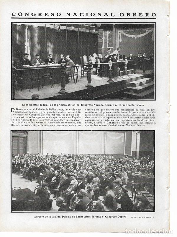Collezionismo di Riviste e Giornali: 1910 HOJA REVISTA BARCELONA PALACIO DE BELLAS ARTES CONGRESO NACIONAL OBRERO CONFEDERACI&Oacute;N OBRERA
