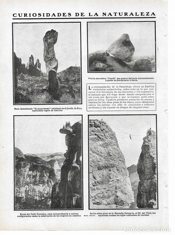 Collezionismo di Riviste e Giornali: 1910 HOJA REVISTA NATURALEZA ROCA JARD&Iacute;N DE DIOS EL MAYORDOMO YOSEMITE TANDIL DOLOMITAS TIROLINA