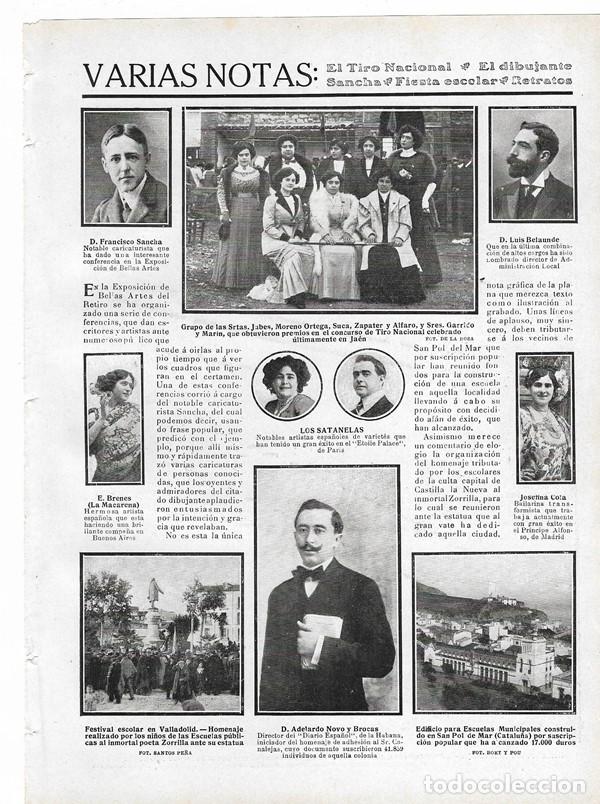 Collezionismo di Riviste e Giornali: 1910 HOJA REVISTA JA&Eacute;N CONCURSO NACIONAL TIRO - SAN POL DE MAR ESCUELAS MUNICIPALES - LOS SATANELAS