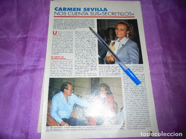 Coleccionismo de Revistas y Peri&oacute;dicos: RECORTE PRENSA : CARMEN SEVILLA CUENTA SUS SECRETILLOS.   REVISTA CLAN TV,
