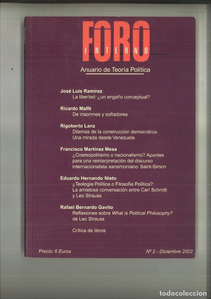 Collectionnisme de Revues et Journaux: FORO INTERNO. ANUARIO DE TEOR&Iacute;A POL&Iacute;TICA. N&ordm; 2 DICIEMBRE 2002.