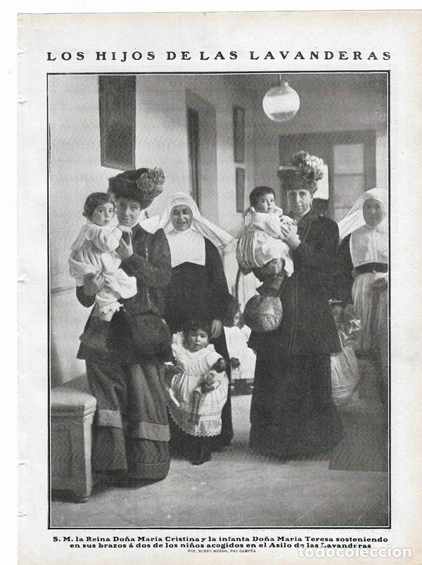Sammeln von Zeitschriften und Zeitungen: 1910 HOJA REVISTA MADRID ASILO DE LAS LAVANDERAS REINA MAR&Iacute;A CRISTINA INFANTA MAR&Iacute;A TERESA