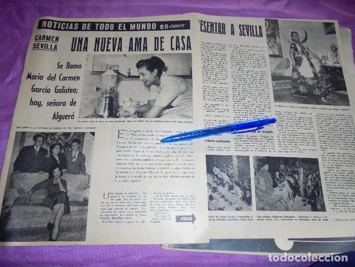 Coleccionismo de Revistas y Peri&oacute;dicos: RECORTE DE PRENSA : CARMEN SEVILLA, UNA NUEVA AMA DE CASA. AMA, MARZO 1961