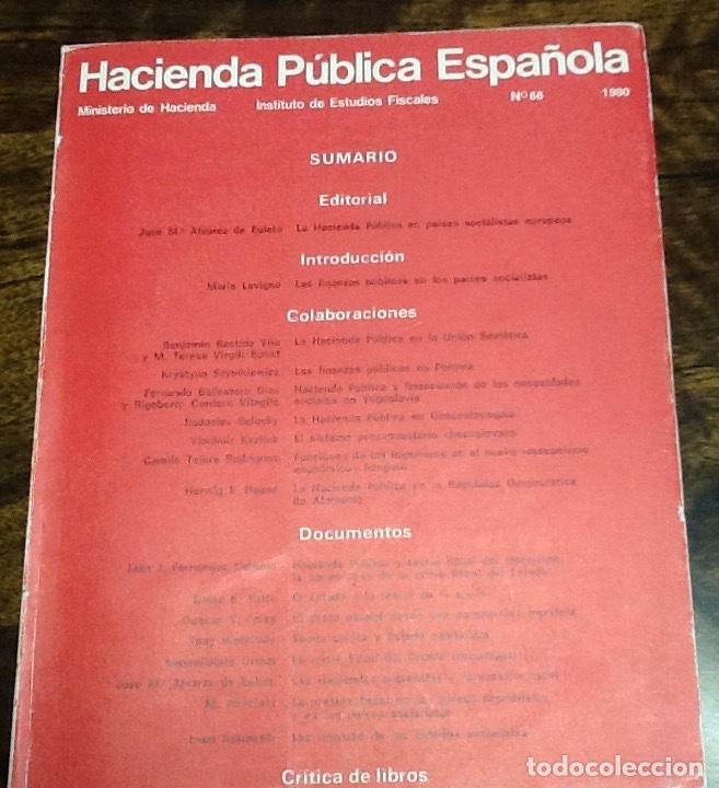 Coleccionismo de revistas y peri&oacute;dicos: Hacienda P&uacute;blica Espa&ntilde;ola numero 66, 1980. Monogr&aacute;fico Hacienda en los pa&iacute;ses socialistas europeos