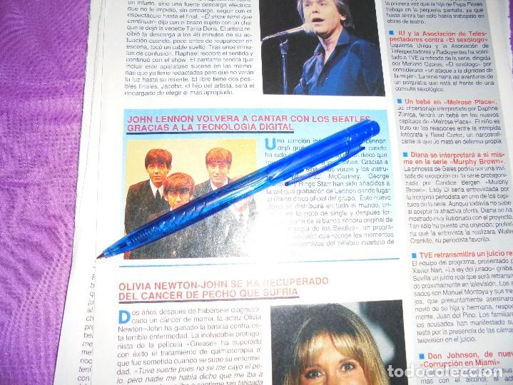 Coleccionismo de Revistas y Peri&oacute;dicos: RECORTE PRENSA : JOHN LENNON VOLVERA A CANTAR CON LOS BEATLES GRACIAS A LA TECNOLOGIA. CLAN TV