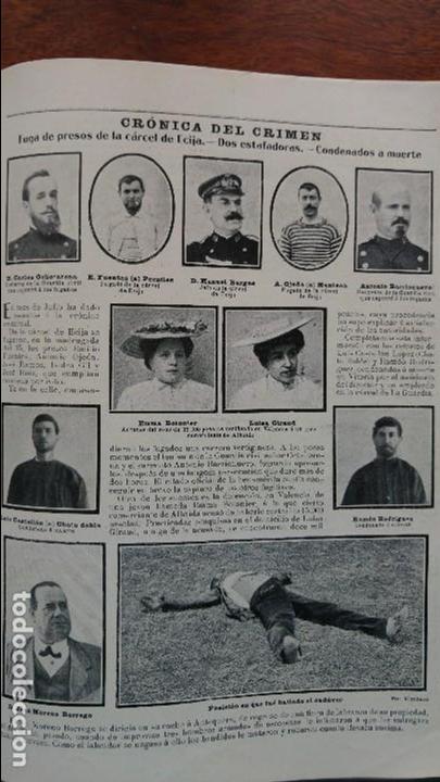 Coleccionismo de revistas y peri&oacute;dicos: FUGA DE LA CARCEL DE ECIJA ESTAFADORES VALENCIA CARCEL DE LA GUARDIA VITORIA ANTEQUERA HOJA A&Ntilde;O 1904
