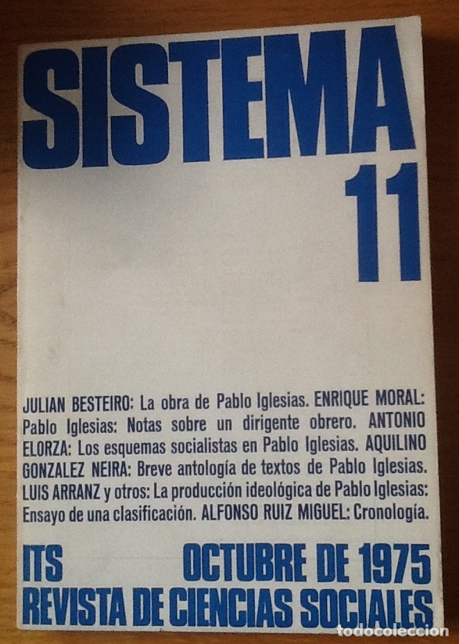 Coleccionismo de revistas y peri&oacute;dicos: Sistema n&ordm; 11.1975, Revista de ciencias sociales. Monogr&aacute;fico Pablo Iglesias fundador del PSOE y UGT