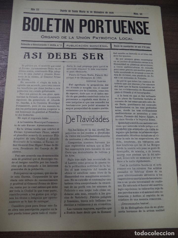 Collection Magazines and Newspapers: BOLETIN PORTUENSE. &Oacute;RGANO DE LA UNION PATRI&Oacute;TICA LOCAL. PRIMO DE RIVERA.1929. N&ordm; 60. PTO. STA. MARIA