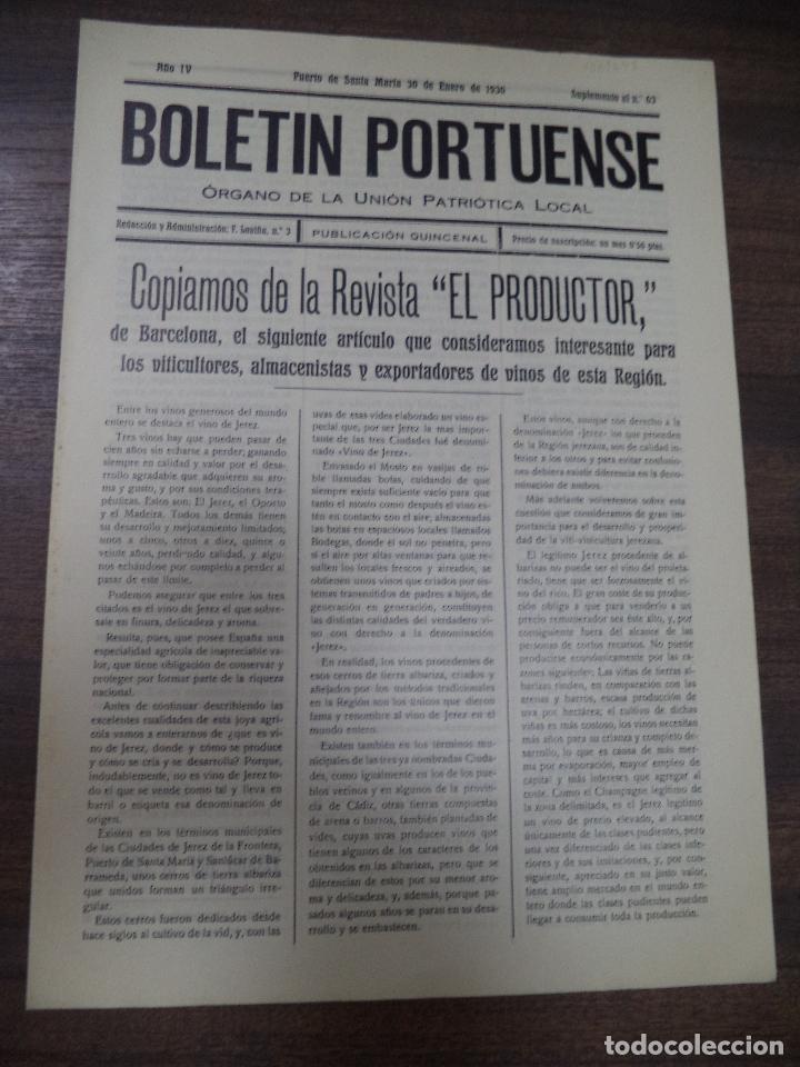 Collection Magazines and Newspapers: BOLETIN PORTUENSE. &Oacute;RGANO DE LA UNION PATRI&Oacute;TICA LOCAL. PRIMO DE RIVERA.1930. N&ordm; 63. PTO. STA. MARIA