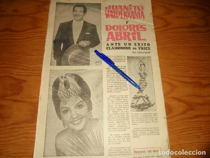 Coleccionismo de Revistas y Peri&oacute;dicos: RECORTE PRENSA : PUBLICIDAD ESPECTACULO JUANITO VALDERRAMA Y DOLORES ABRIL . DIGAME, OCTBRE 1967