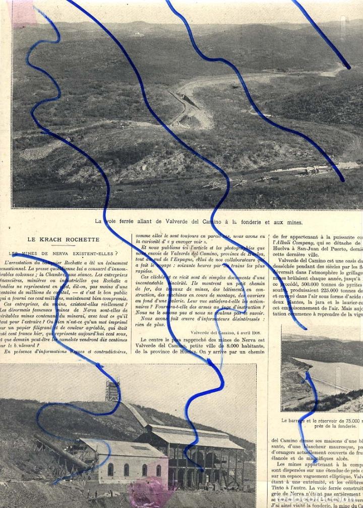 Coleccionismo de revistas y peri&oacute;dicos: VALVERDE DEL CAMINO 1908  NERVA MINAS  LA RATERA 2 HOJAS REVISTA
